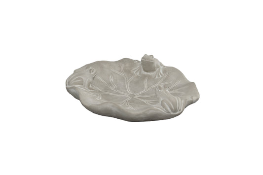 Cement Frog Bath Gray-2.75"H