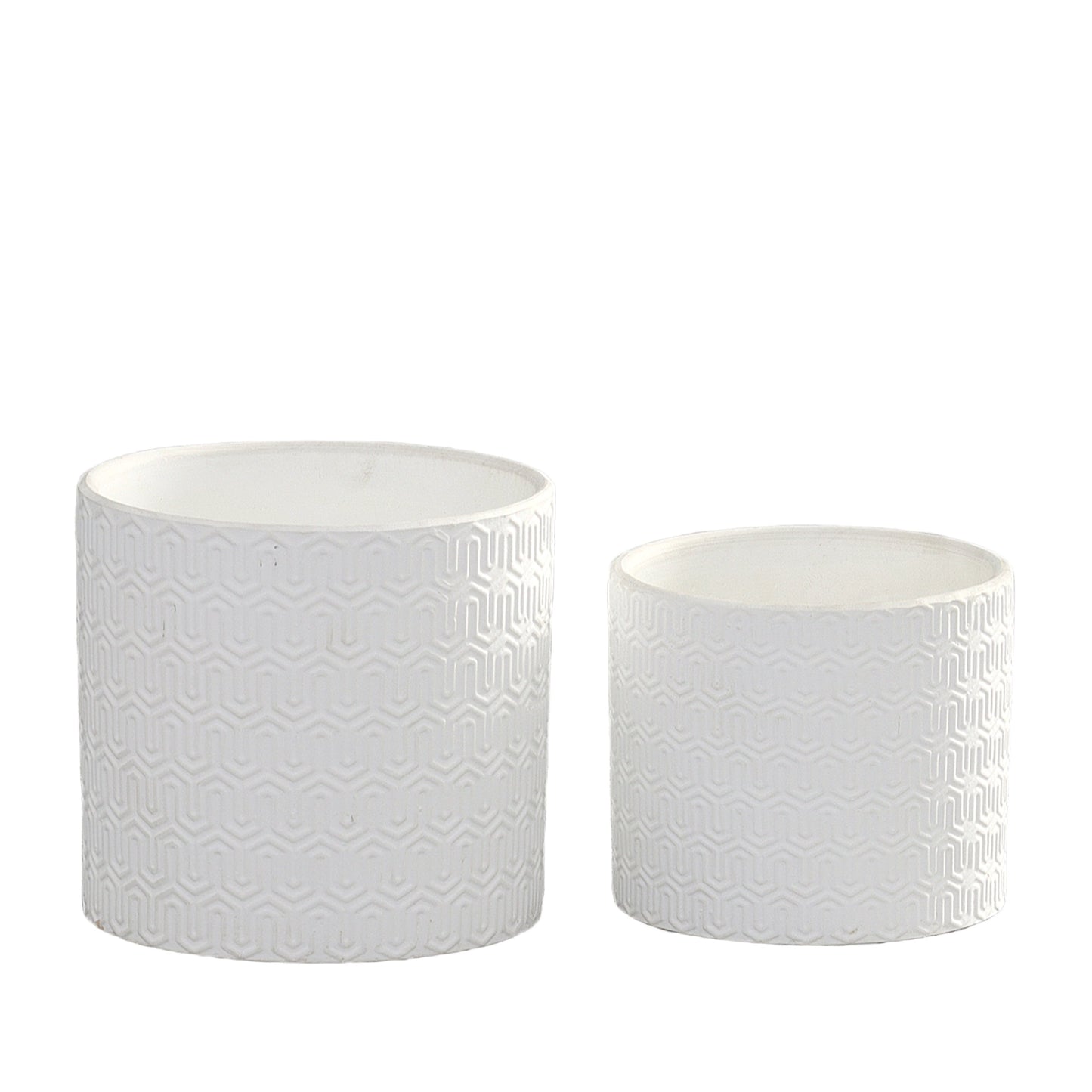 Hexille Embossed Wave Ceramic Pots (Set of 2)