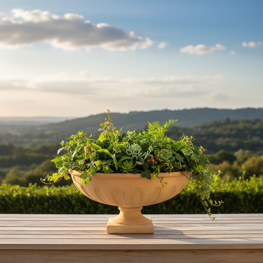Brishti Fluted Pedestal Urn Planter Bowl