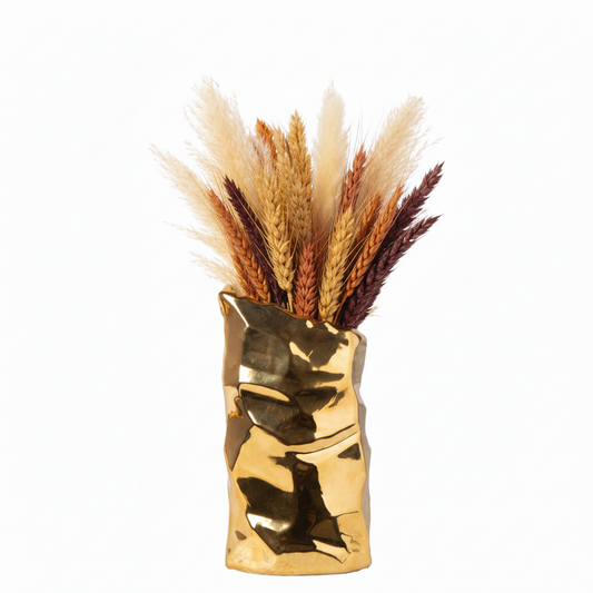Cambri Ceramic Vase with Embossed Wave Abstract Design