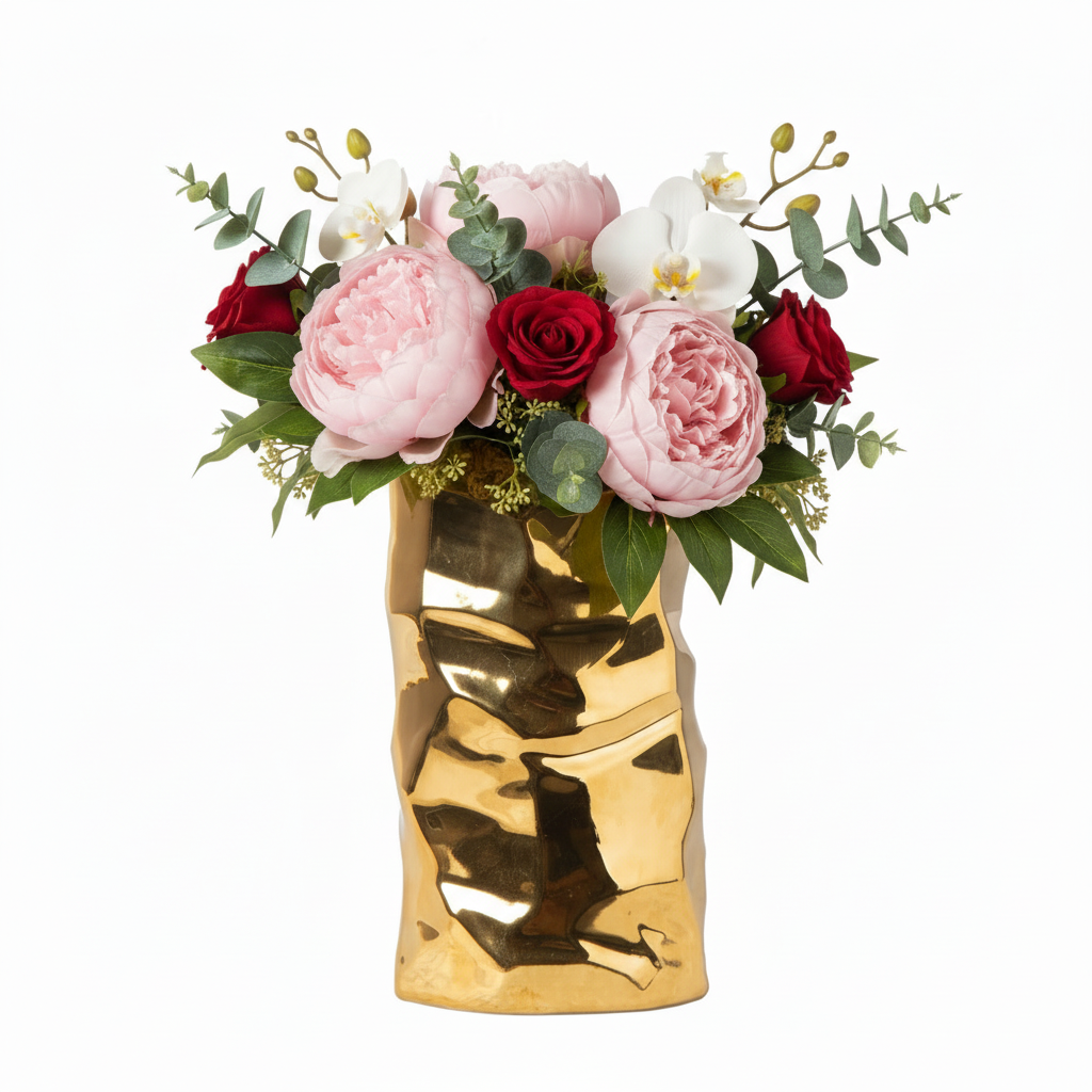 Cambri Ceramic Vase with Embossed Wave Abstract Design