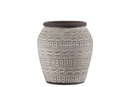 Terracotta Round Vase Painted Finish