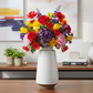 Tempany Ceramic Ribbed Round Vase with Tapered Bottom