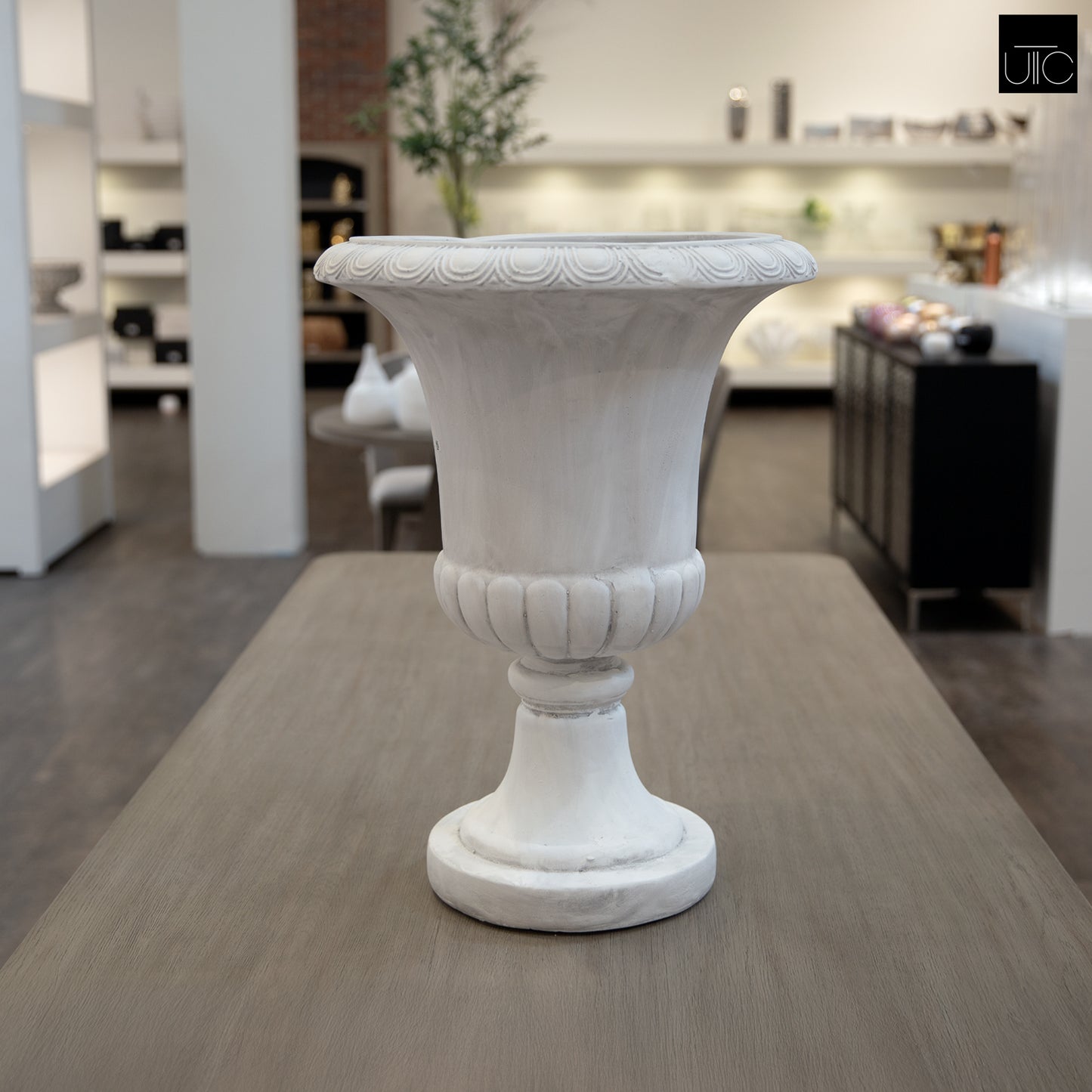 Klavdia Classical Pedestal Urn Planter with Decorative Rim