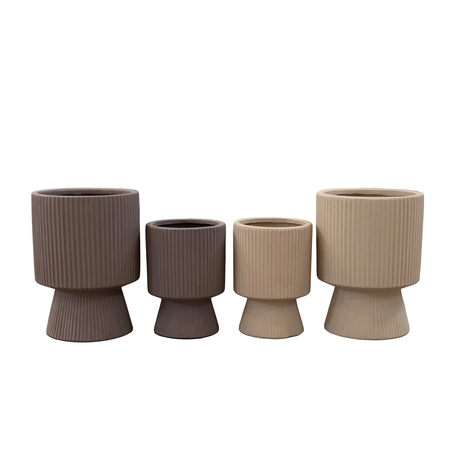 Oksana Ribbed Stoneware Vase with Tapered Pedestal Base