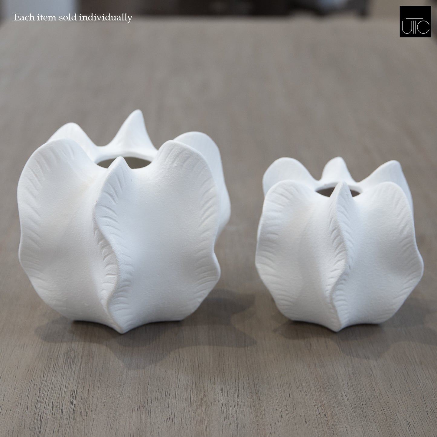 Freya Four-Lobe Sculptural Ceramic Vase with Draped-Leaf Texture