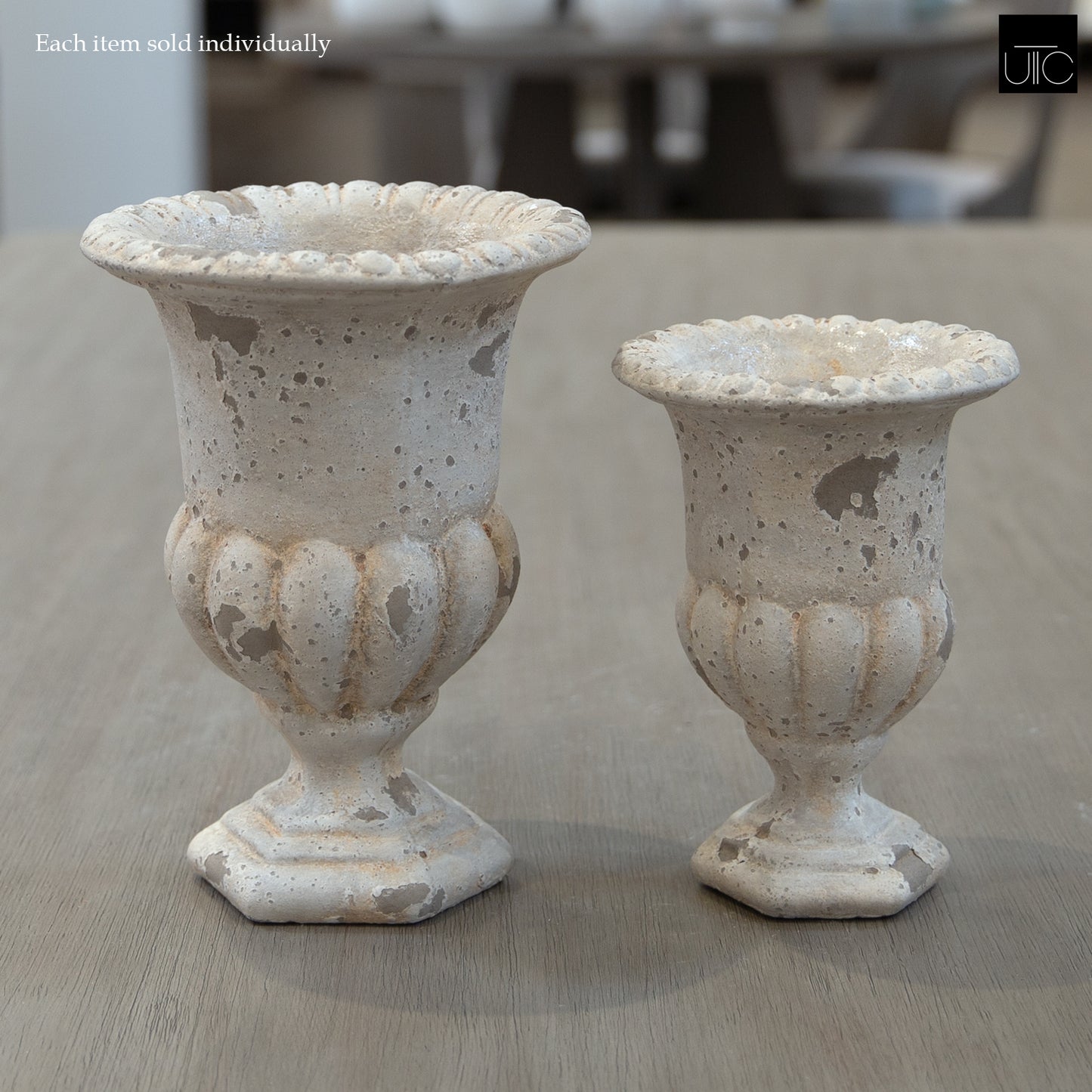 Evgeny Fluted Pedestal Urn Planter with Petal Rim