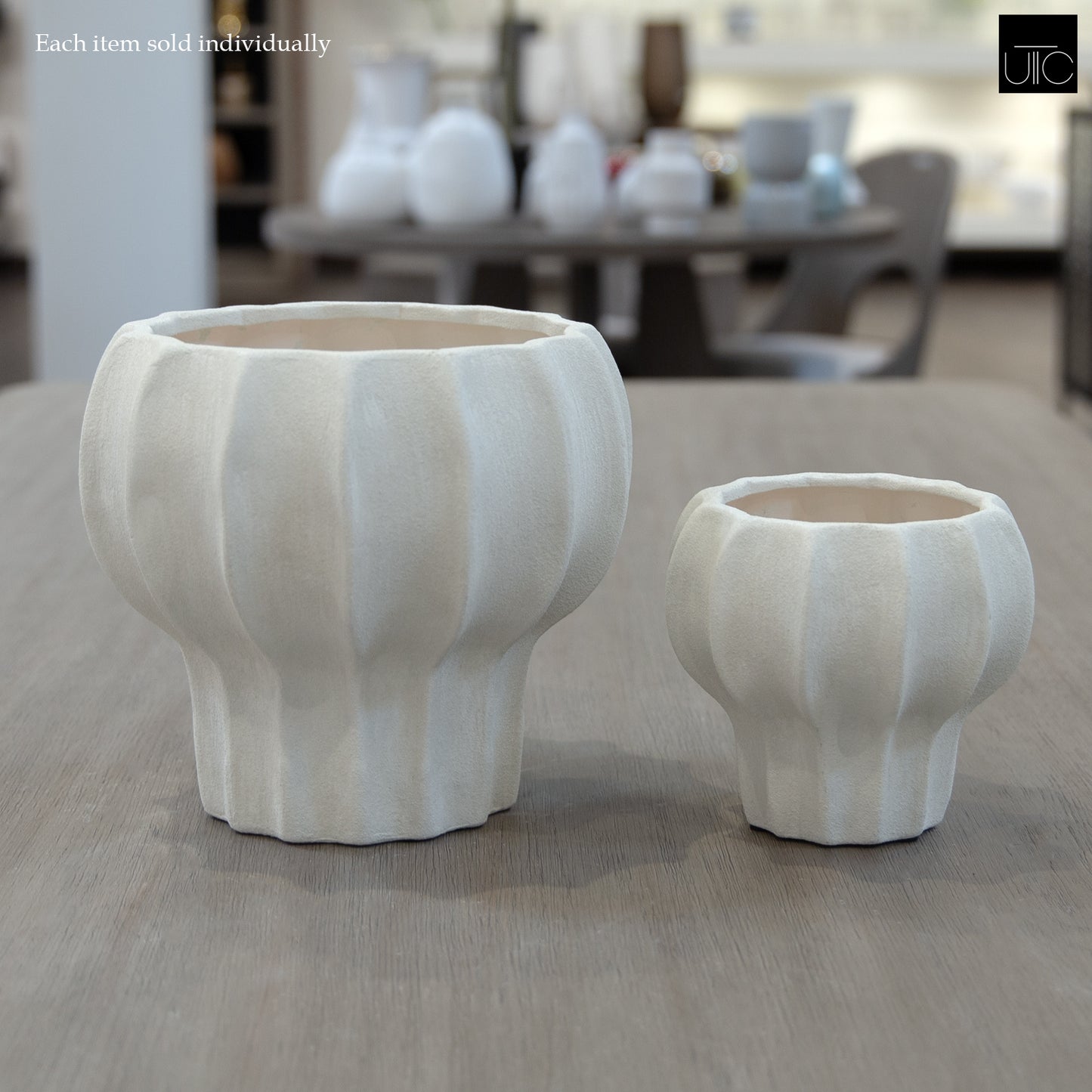 Darie Fluted Urn-Style Clay Planter