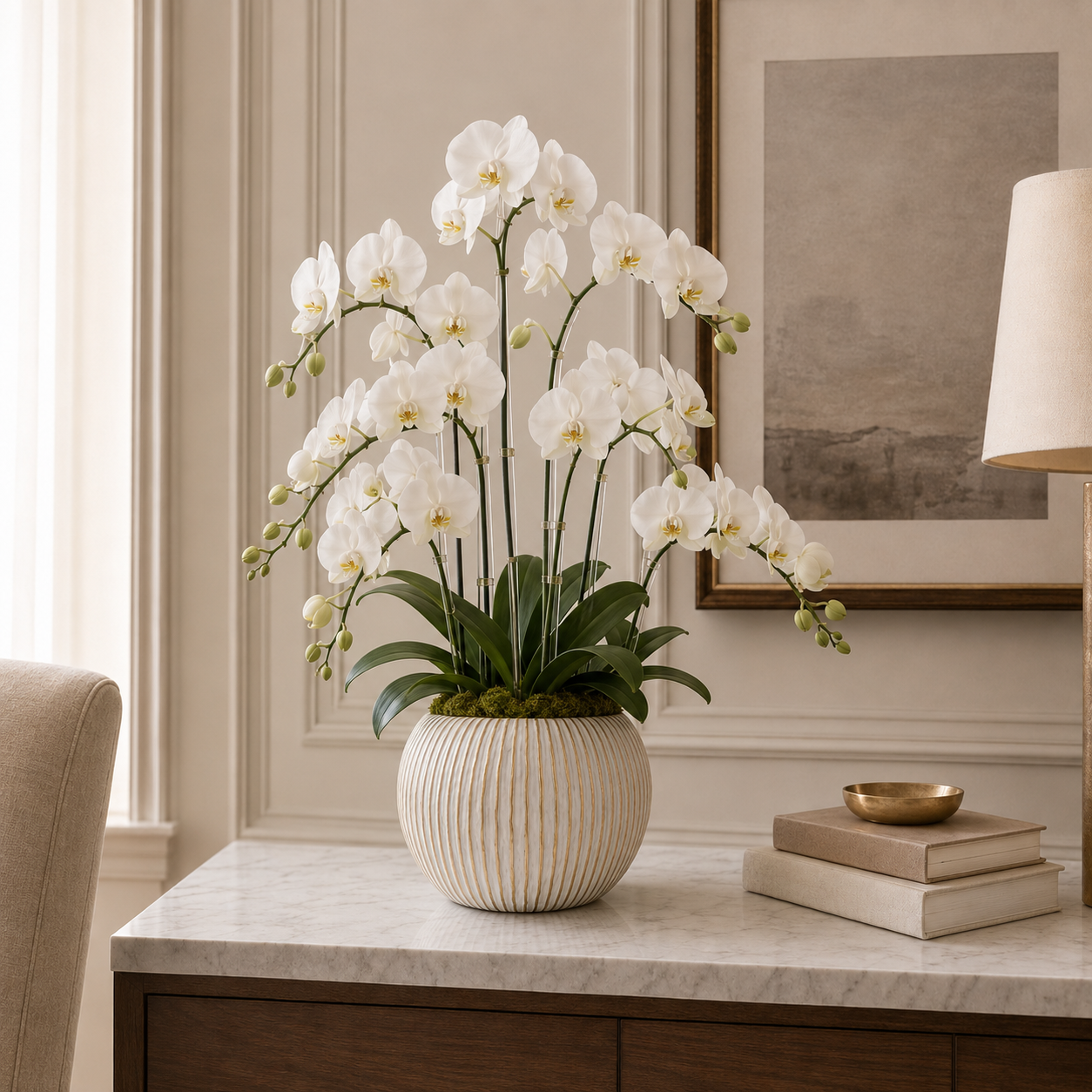 Tara Ribbed Ovoid Ceramic Vase