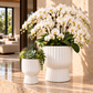 Xena Fluted Pedestal Fiberglass Planter Set (Set of 2)
