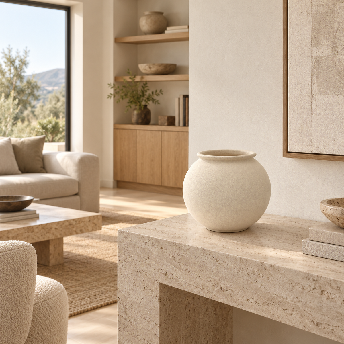 Olive Spherical Ceramic Vase