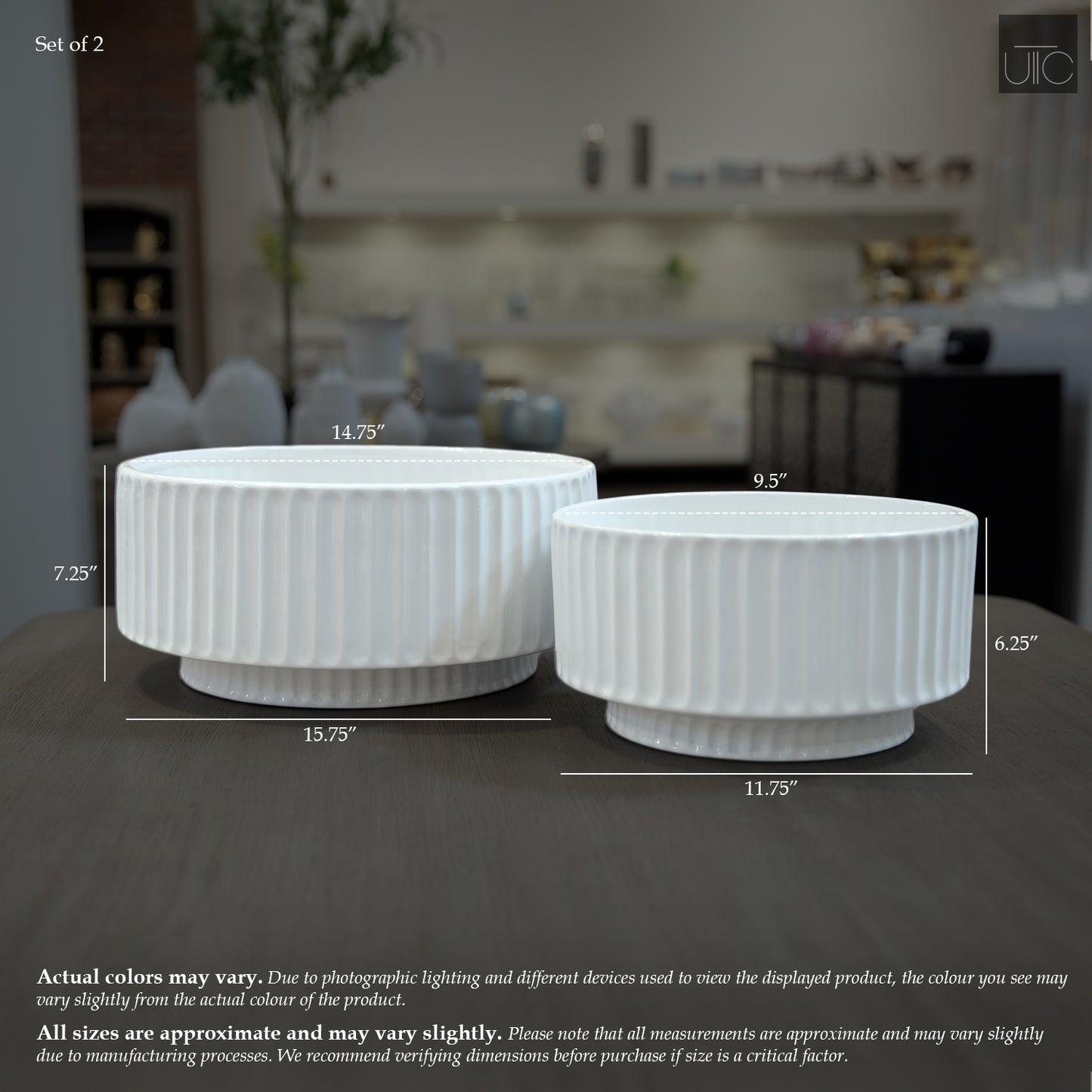 Lynn Ribbed Pedestal Planters (Set of 2)