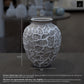Yeva Ovoid Cement Vase with Diamond-Lattice Texture