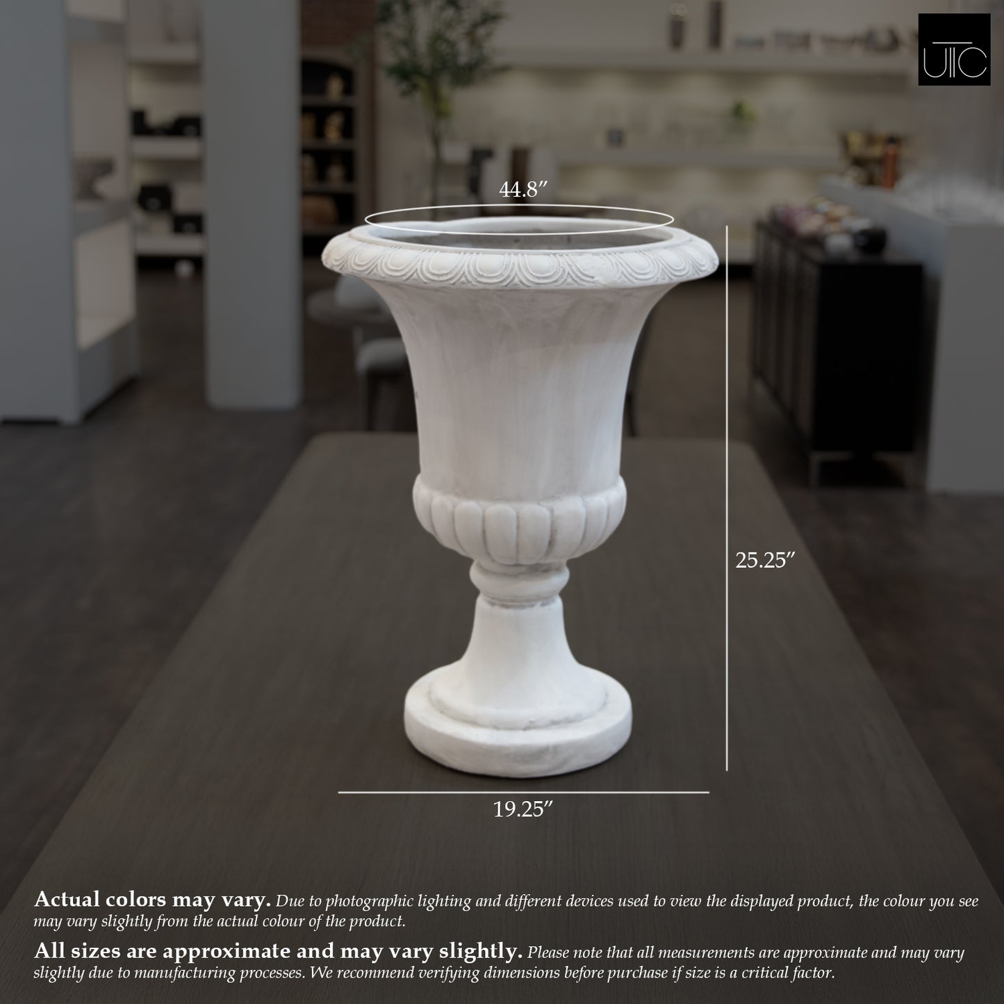 Klavdia Classical Pedestal Urn Planter with Decorative Rim