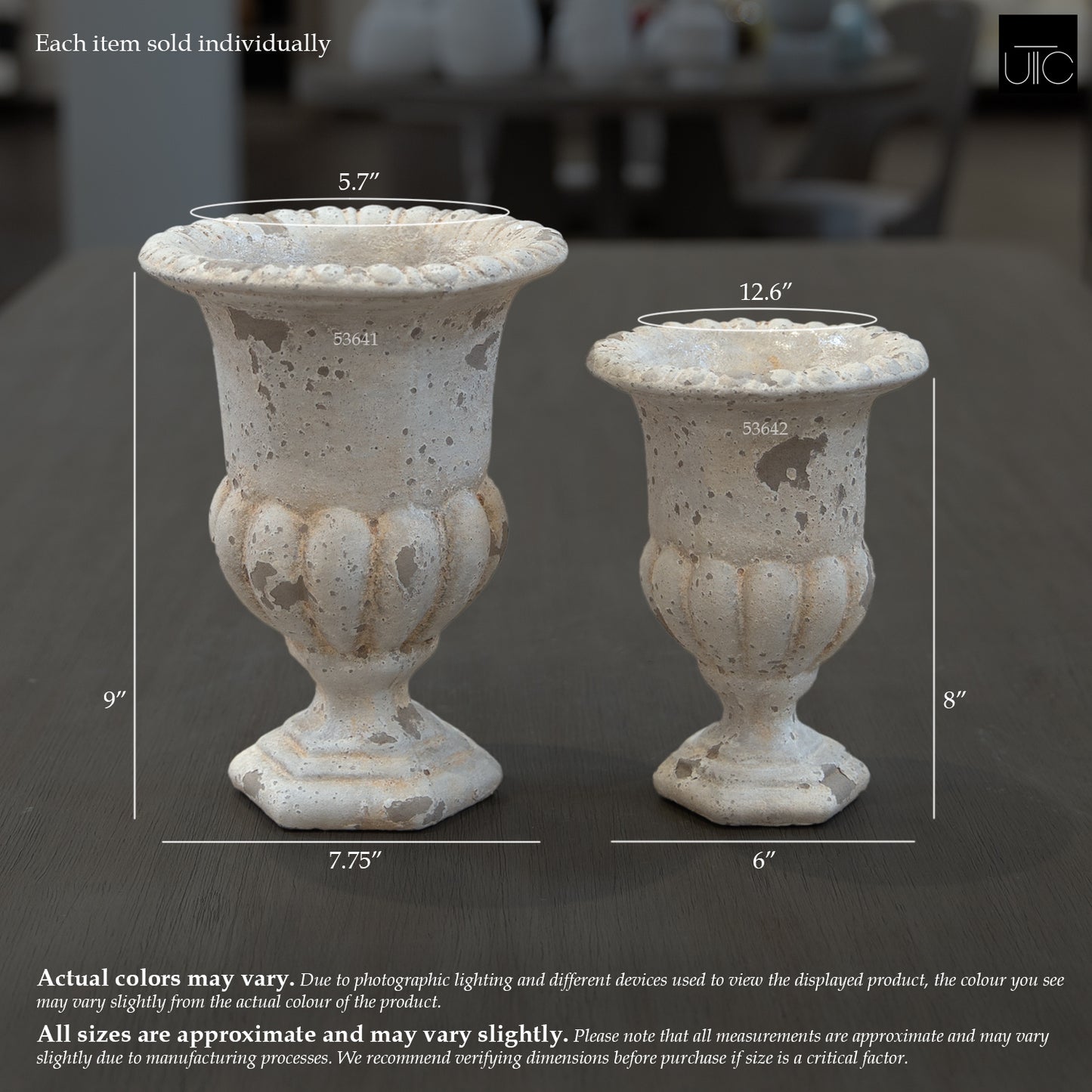Evgeny Fluted Pedestal Urn Planter with Petal Rim