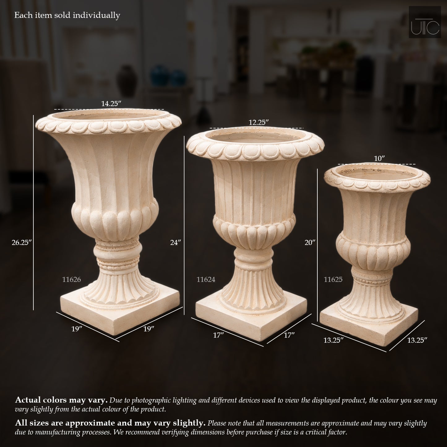 Ora Antique-Style Fiberglass Urn Planter