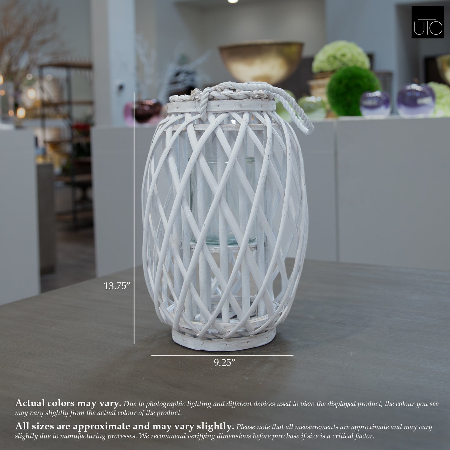 Yuli Bamboo Lantern with Rope Handle and Glass Candle Holder Insert