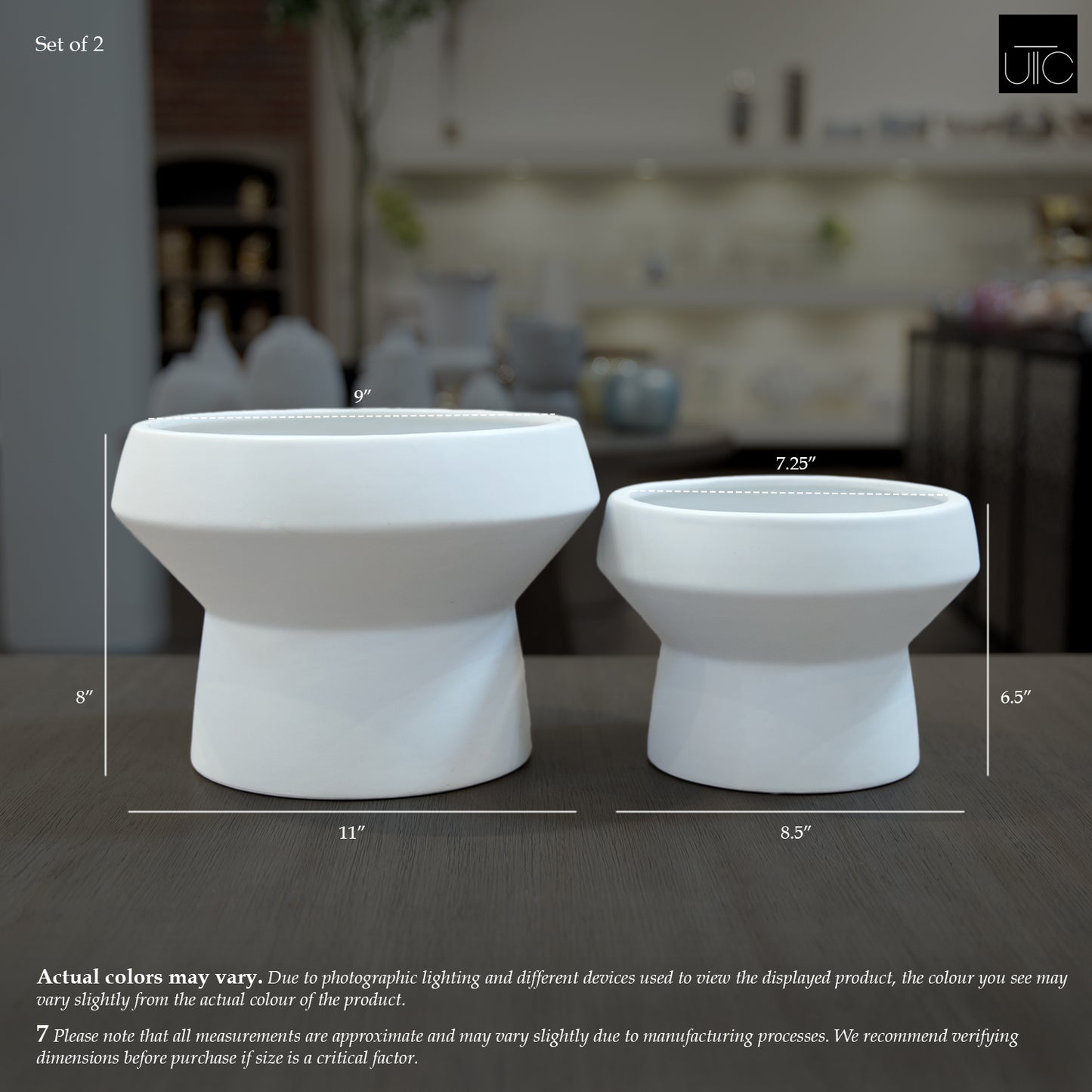 Roza Architectural Pedestal Ceramic Planter (Set of 2)