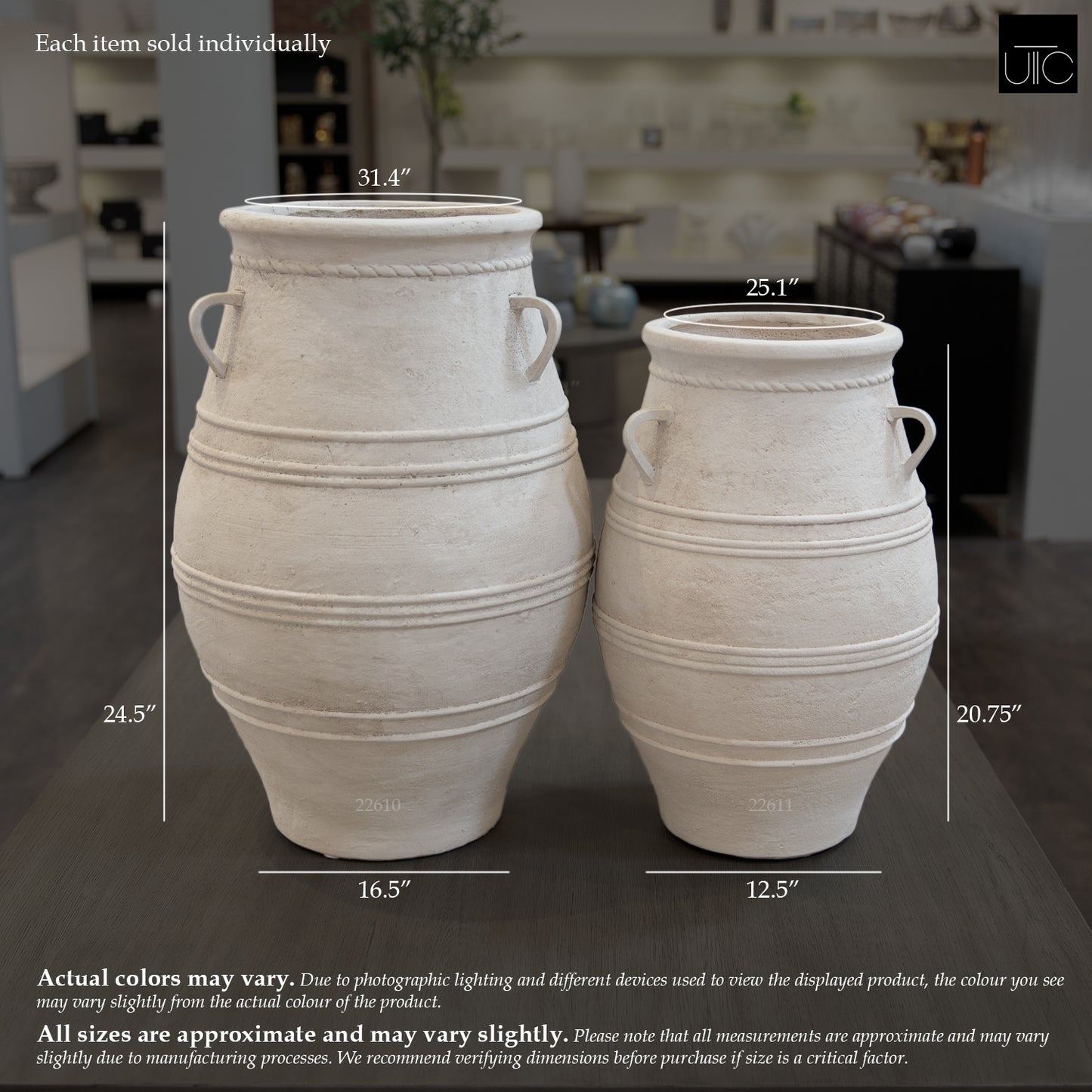 Arina Bulbous Amphora Planter with Loop Handles