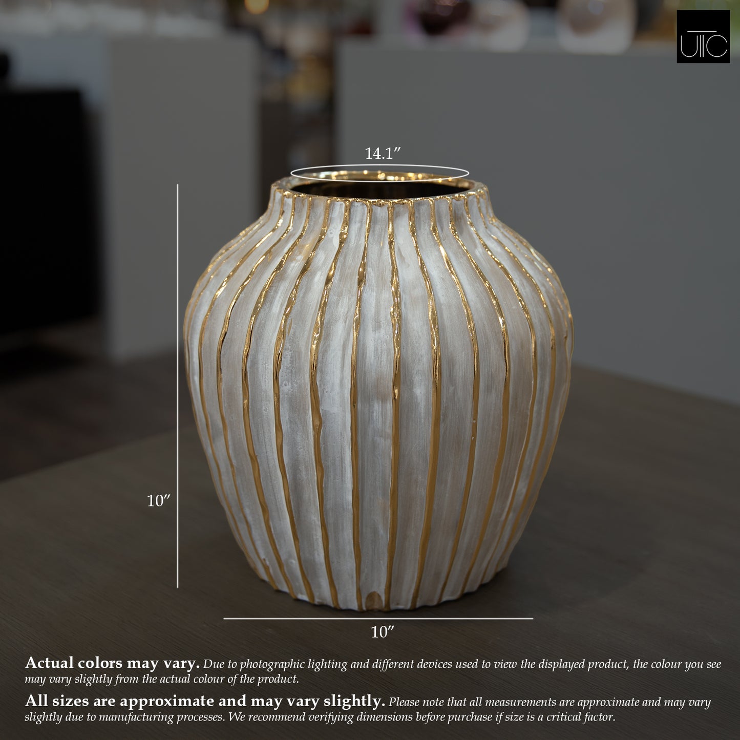Darice Ribbed Ceramic Decorative Vase