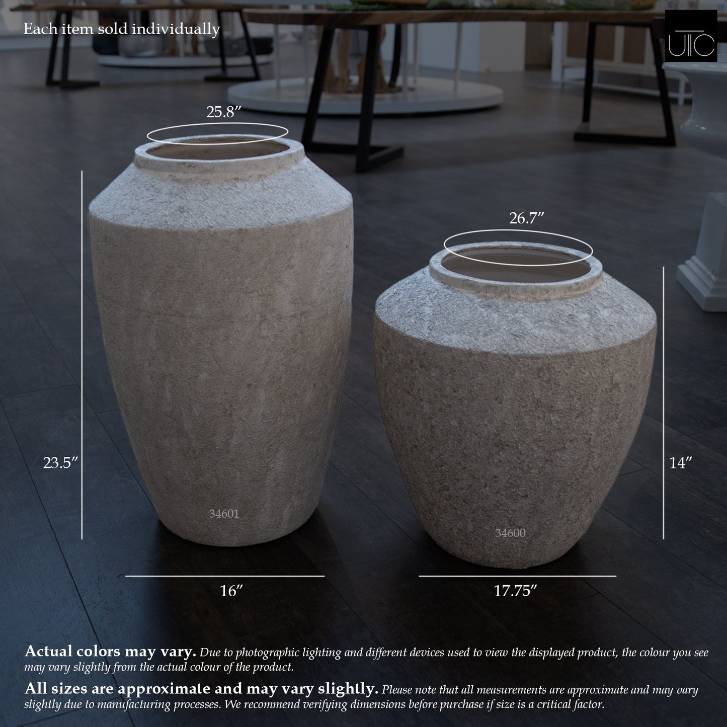 Kora Handcrafted Tapered Urn-Style Ceramic Floor Vase