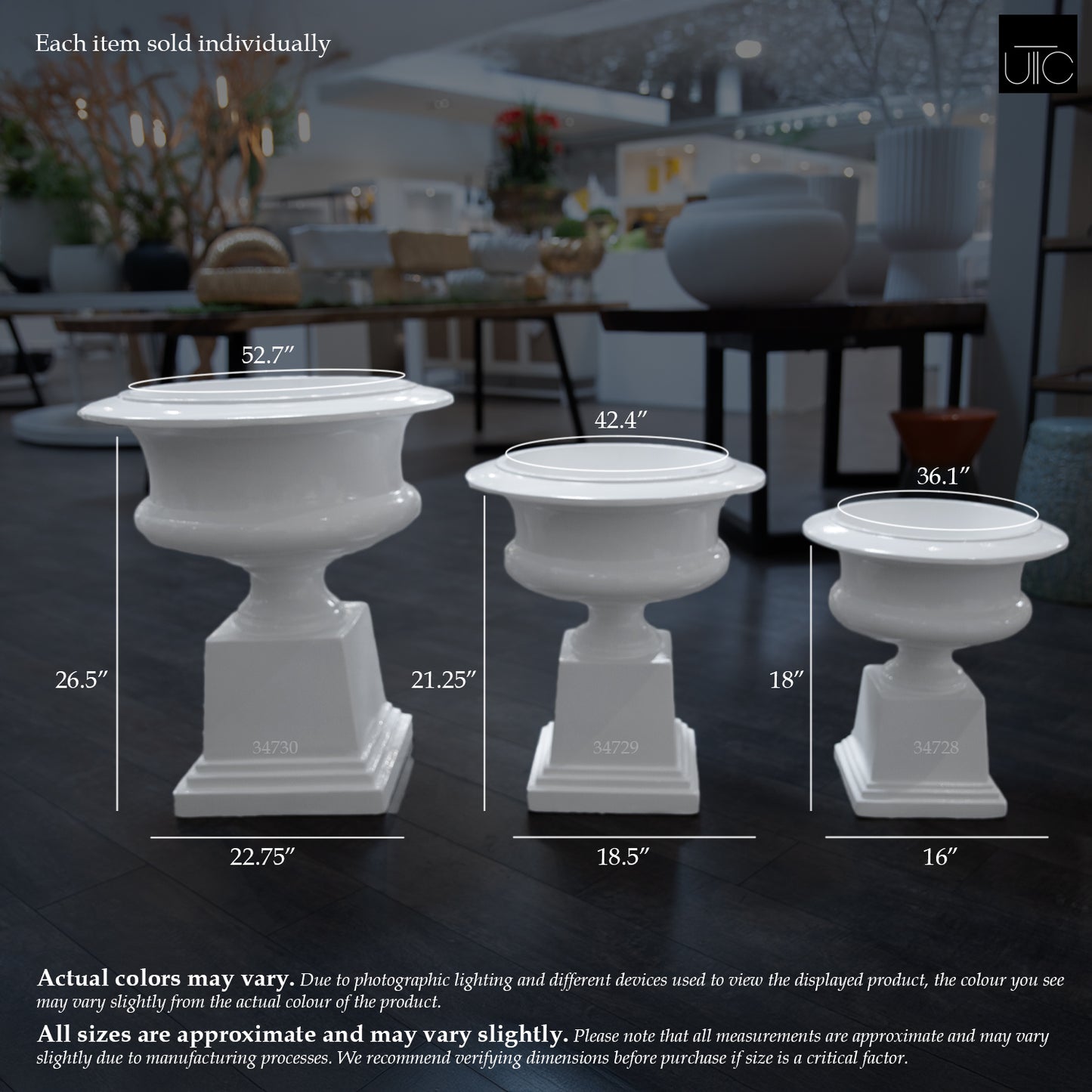 Aluna Classical Campagna Fiberglass Urn Planter with Pedestal