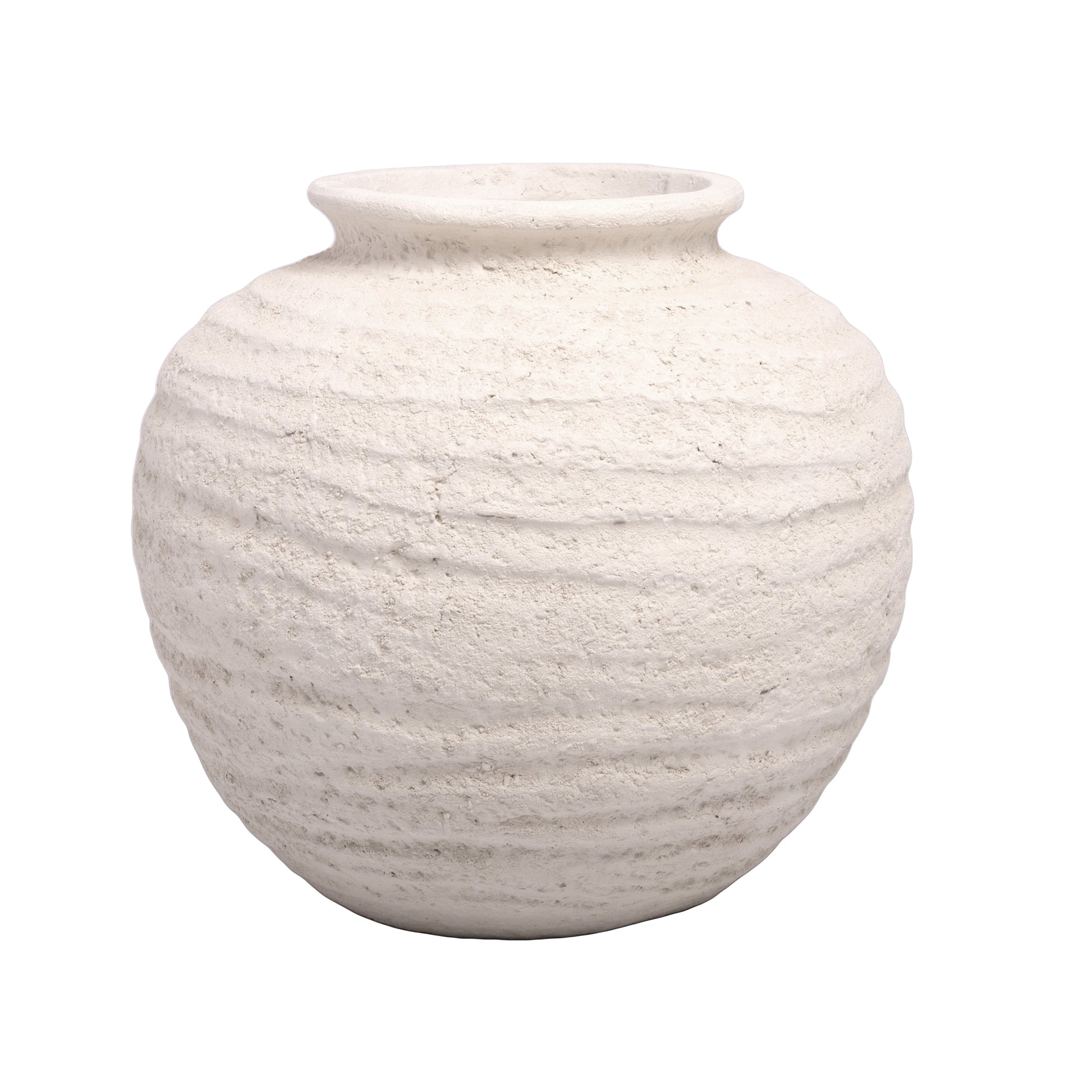 A gray terracotta pot isolated on a white background
