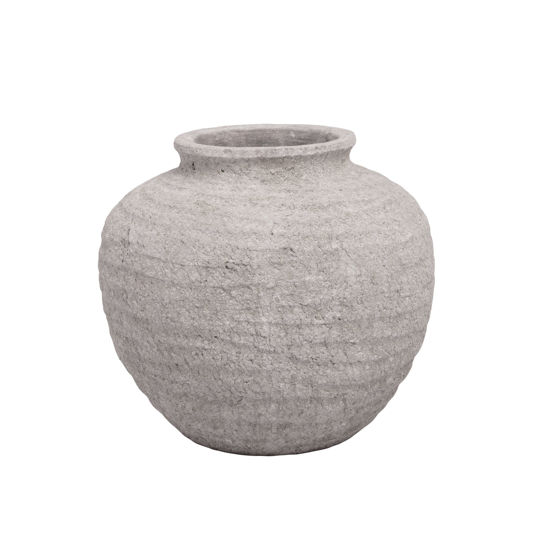 A gray terracotta pot isolated on a white background