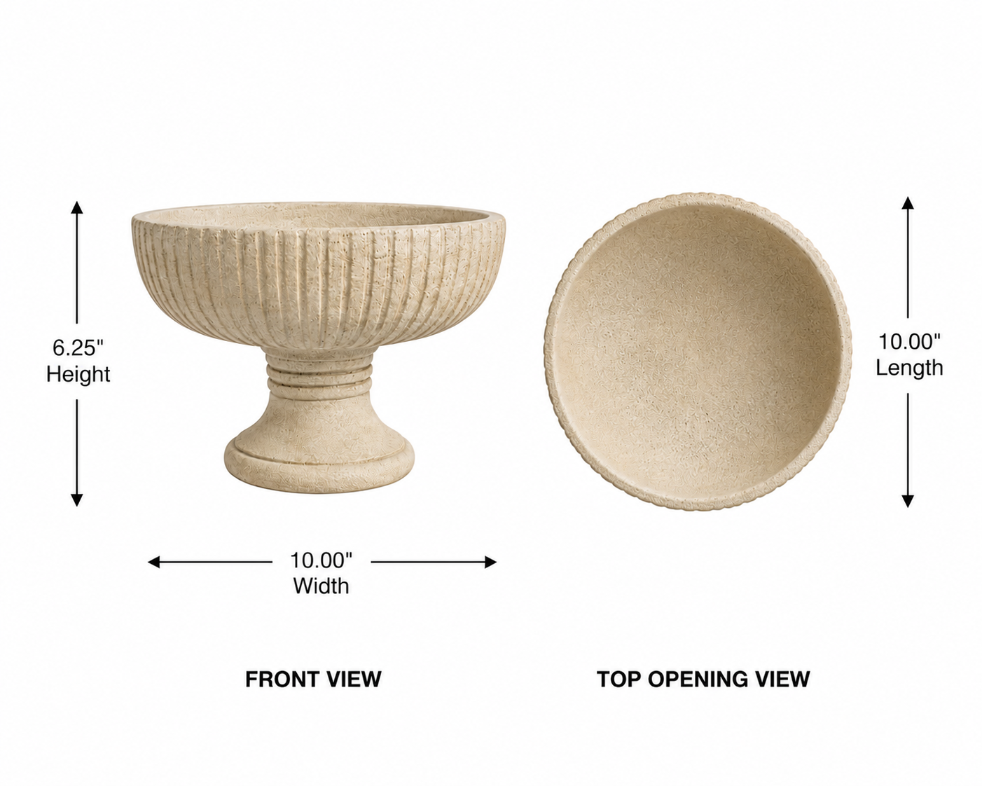 Briary Fluted Pedestal Cement Bowl Planter - Small