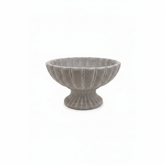 Gray textured bowl on a white background