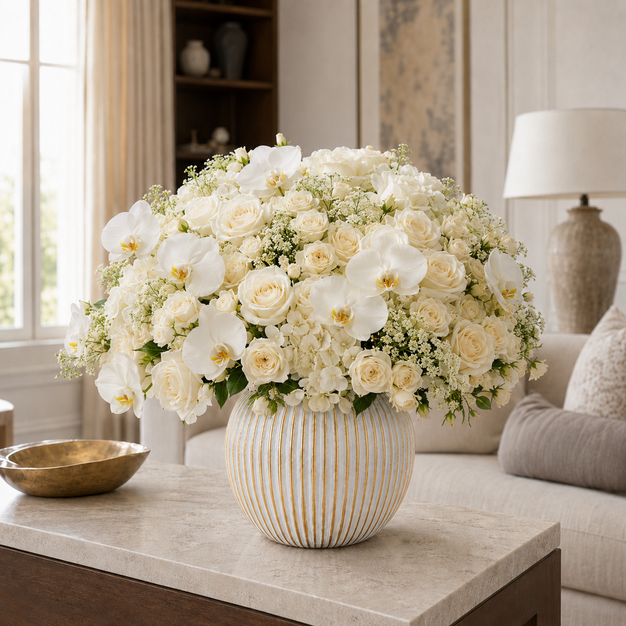 Tara Ribbed Ovoid Ceramic Vase