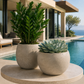 Tien Bulbous Orb Cement Planter
