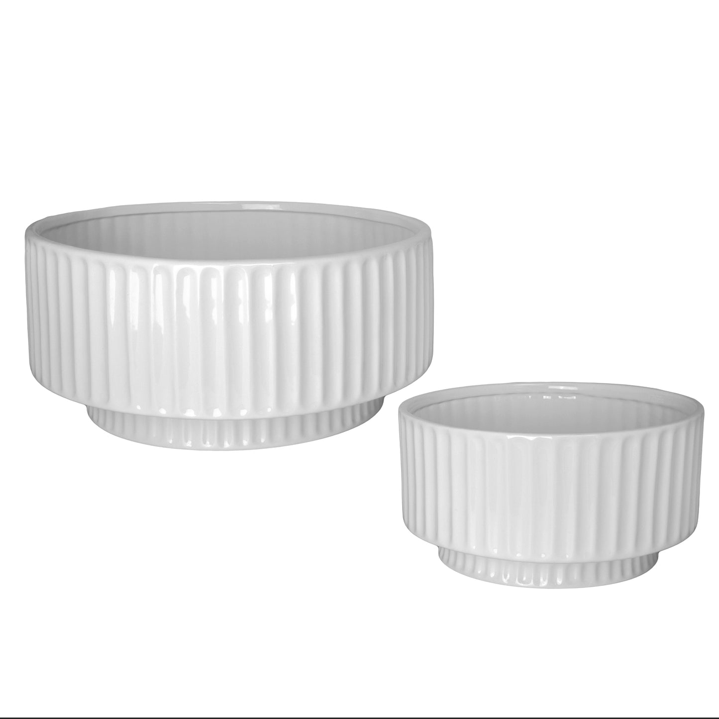 Lynn Ribbed Pedestal Planters (Set of 2)