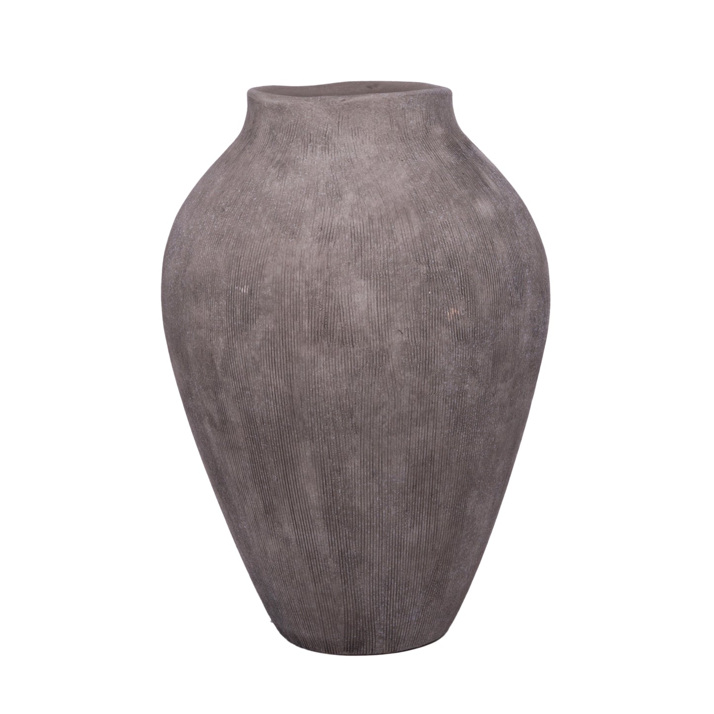 Pavati Handcrafted Egg-Shaped Terracotta Vase with Ribbed Texture