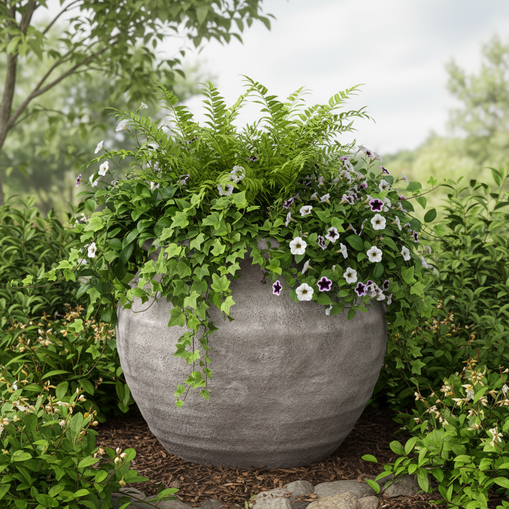 Della Rustic Jar-Style Cement Planter