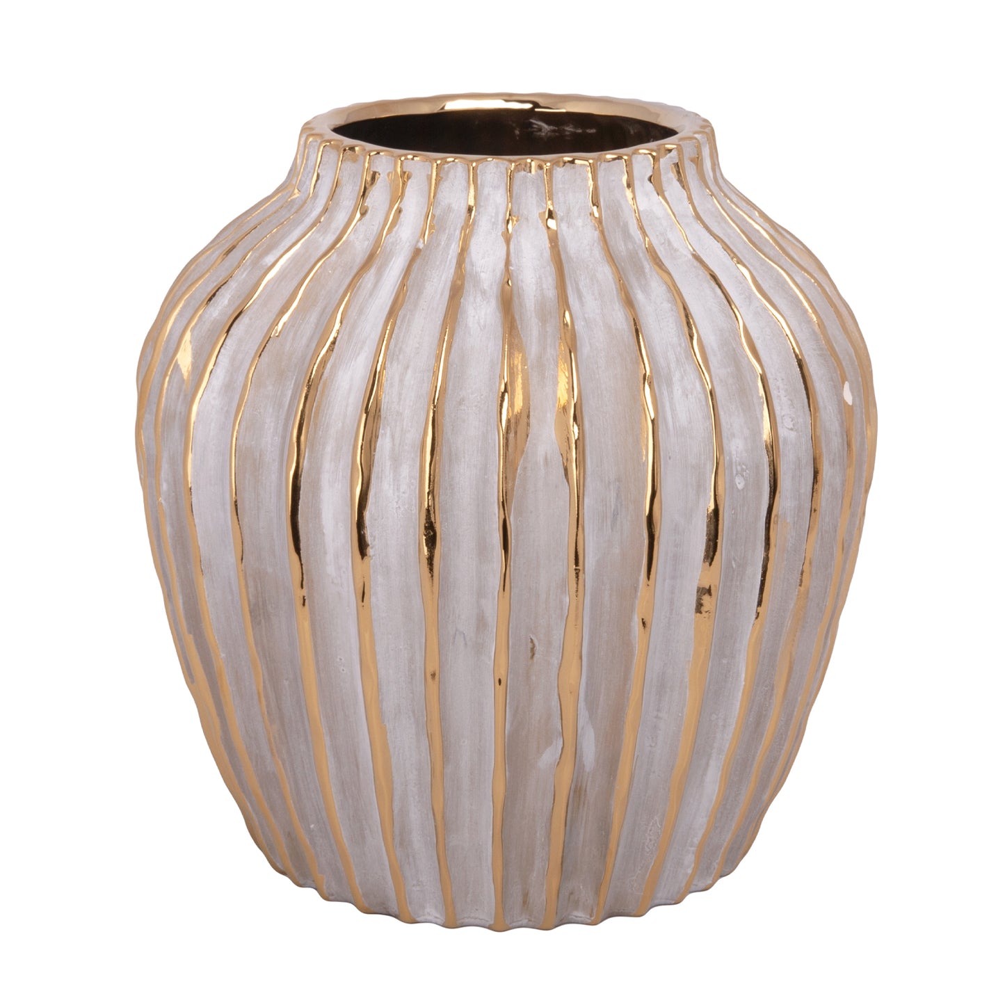 Darice Ribbed Ceramic Decorative Vase