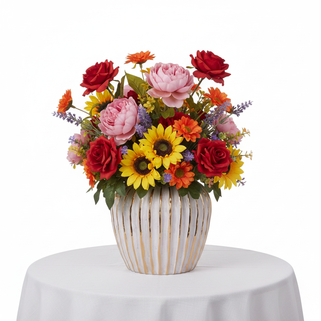 Darice Ribbed Ceramic Decorative Vase