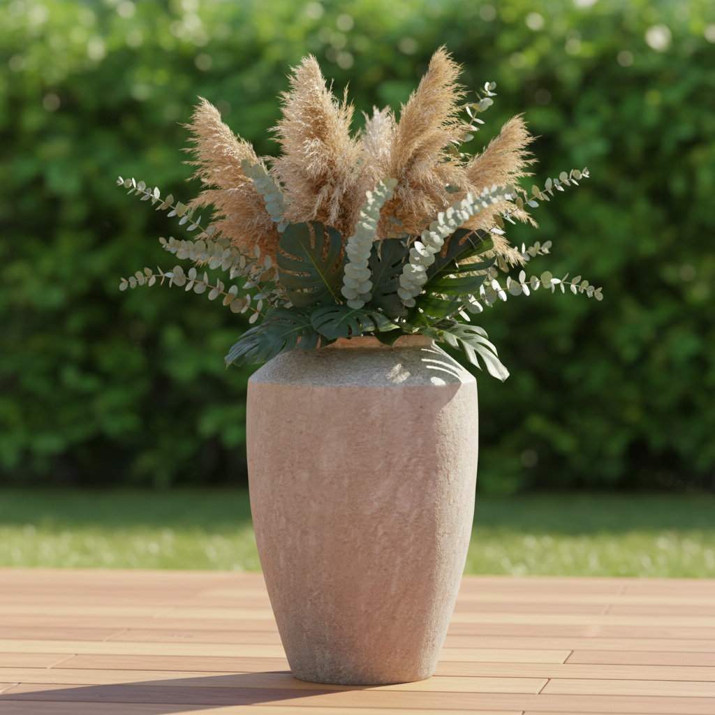 Kora Handcrafted Tapered Urn-Style Ceramic Floor Vase
