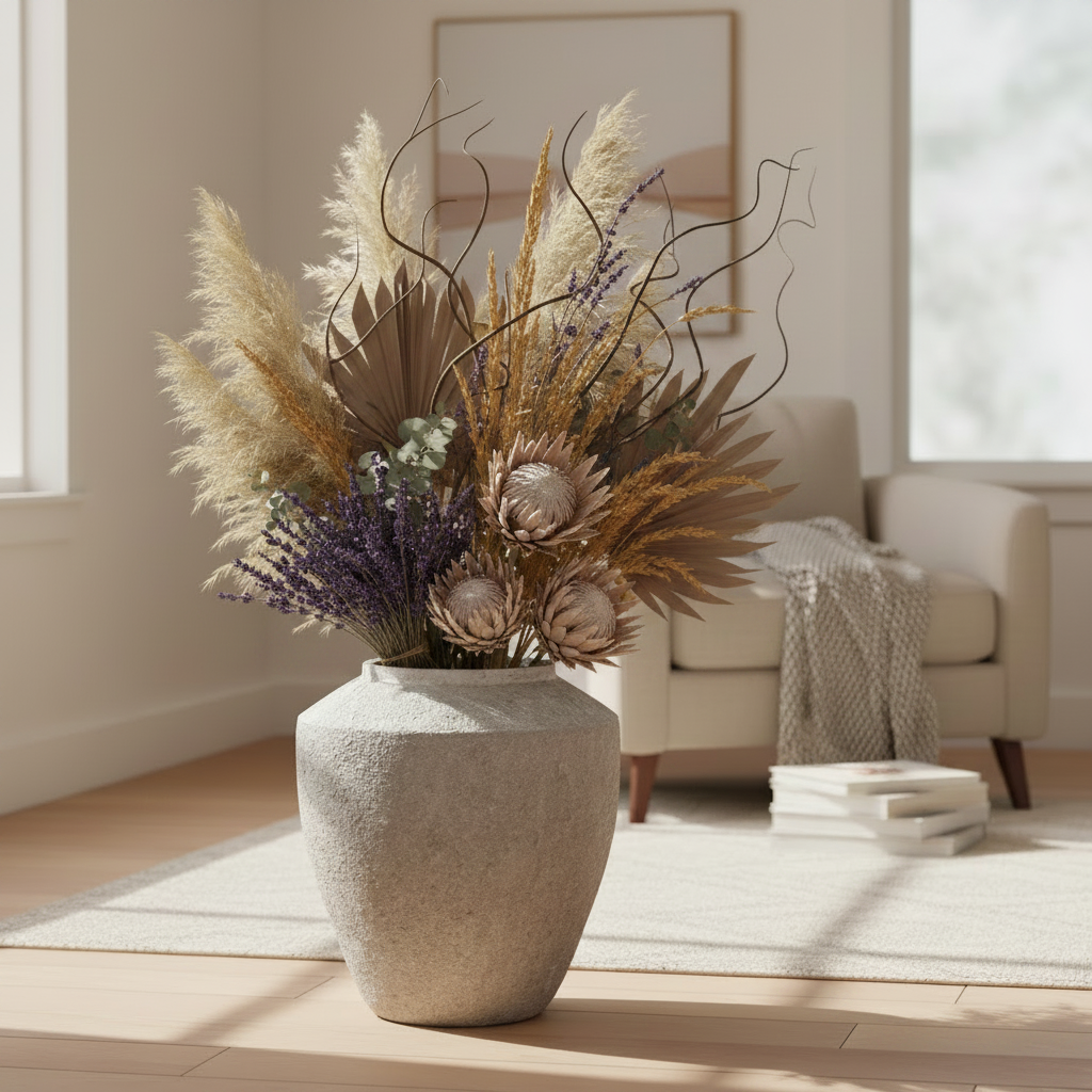 Kora Handcrafted Tapered Urn-Style Ceramic Floor Vase