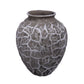 Yeva Ovoid Cement Vase with Diamond-Lattice Texture