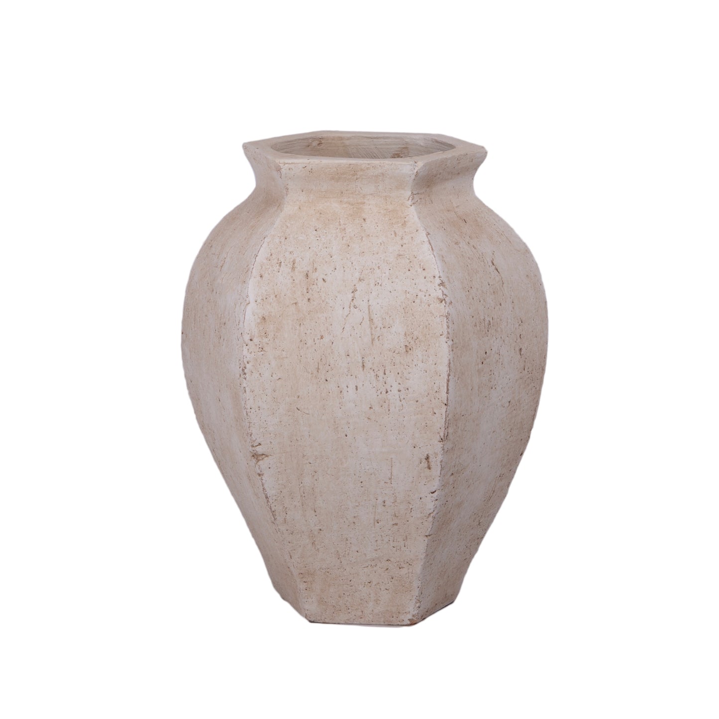 Moselle Handcrafted Faceted Bulbous Terracotta Vase