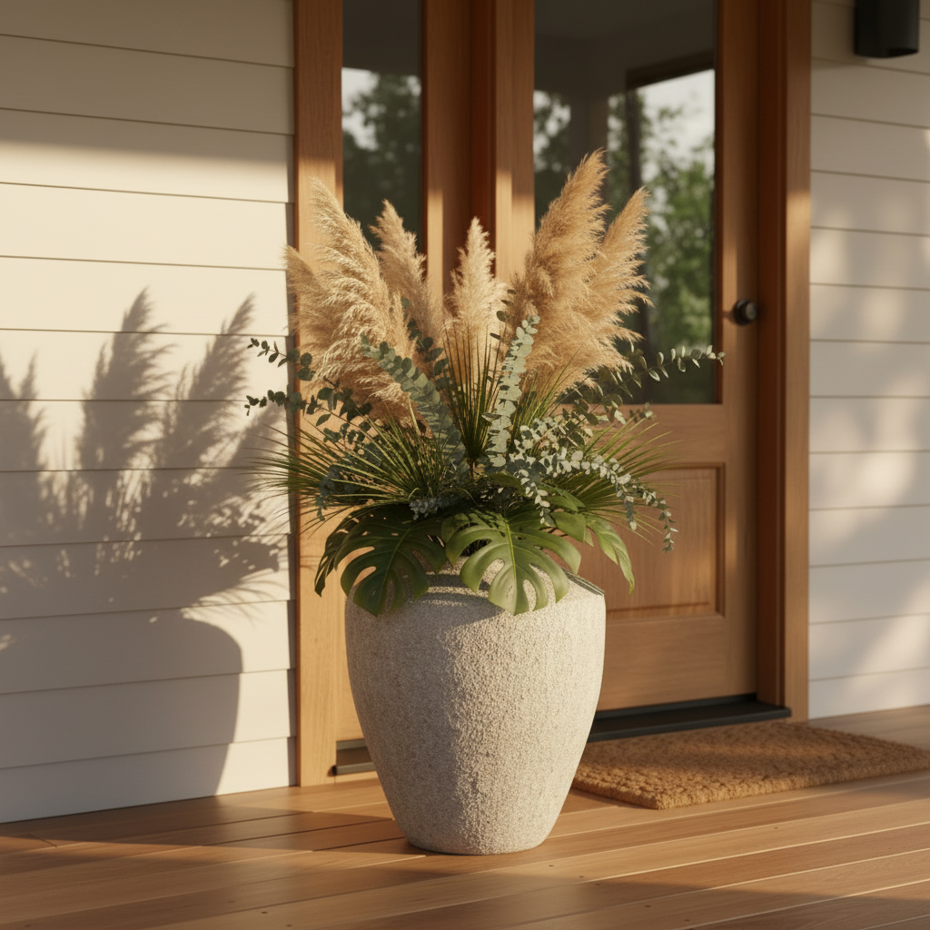 Kora Handcrafted Tapered Urn-Style Ceramic Floor Vase