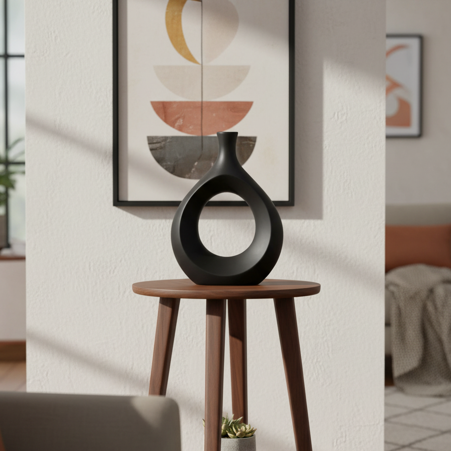 Nelya Sculptural Donut Ceramic Vase