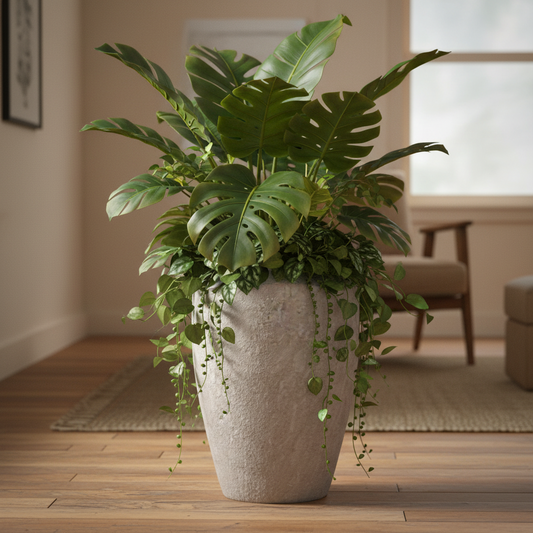 Kora Handcrafted Tapered Urn-Style Ceramic Floor Vase