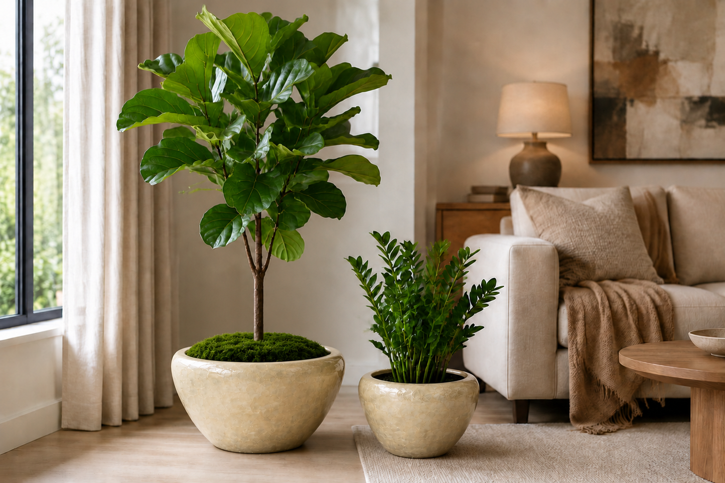 Raya Capri Shell Round Planter Set (Set of 2)
