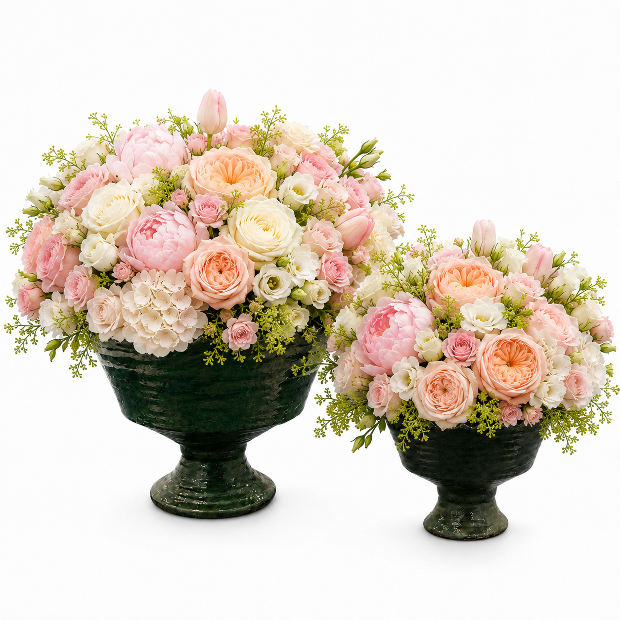 Fia Scalloped Ceramic Pedestal Planter