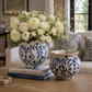 Chloe Chinoiserie Ruffled Rim Ceramic Planter - Small