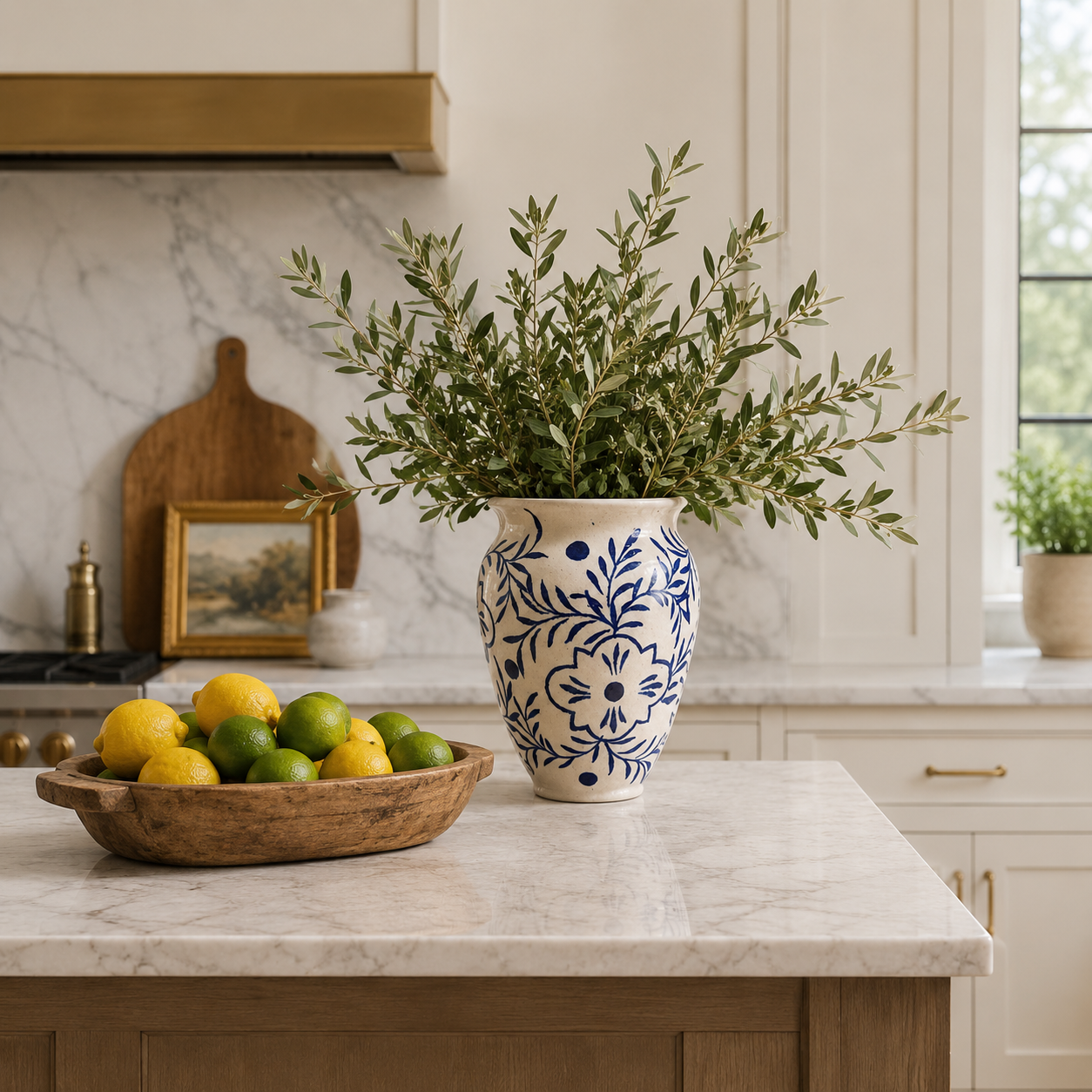 Aris Chinoiserie Flared Rim Ceramic Vase
