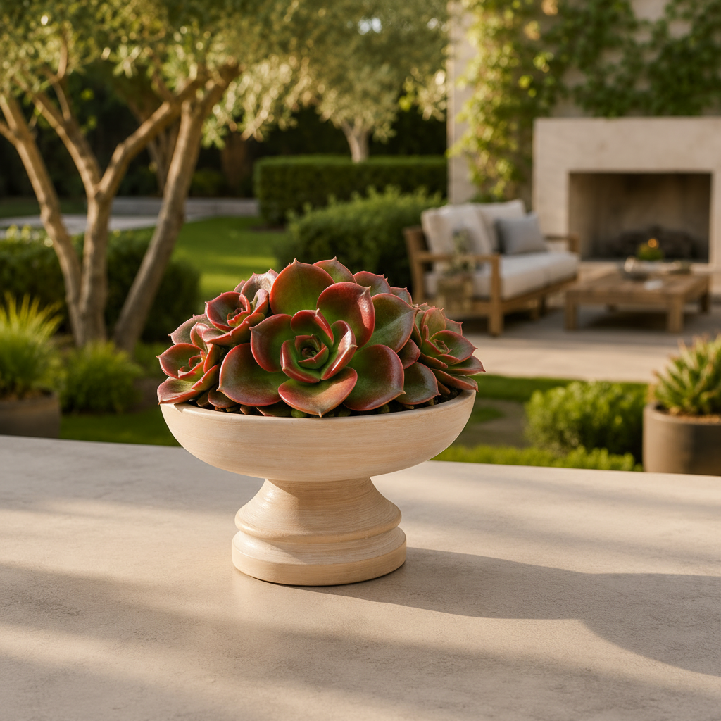 Ingrid Pedestal Cement Bowl Planter