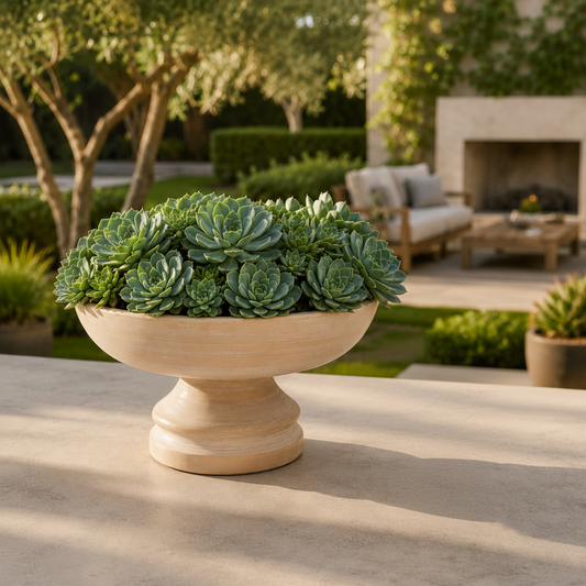 Ingrid Pedestal Cement Bowl Planter
